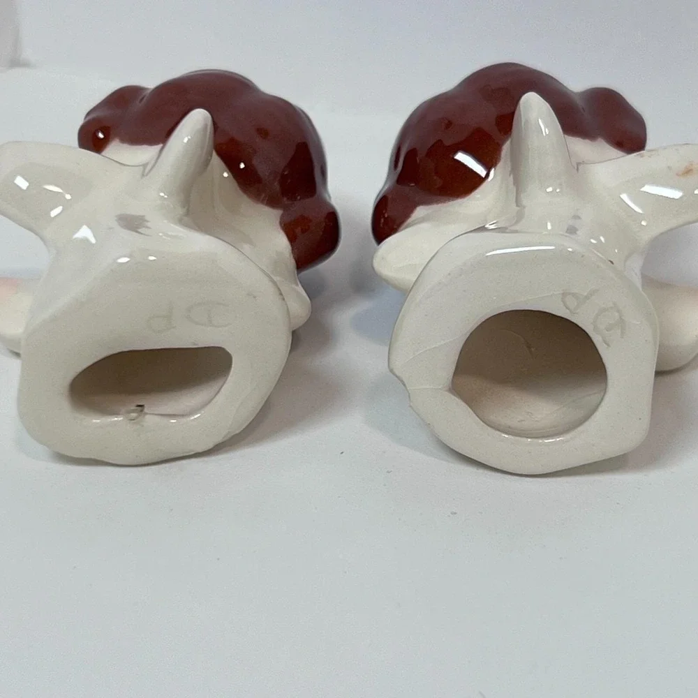 Vintage Angel Taper Candle Huggers Christmas Hand Painted Set of 2 Glossy
